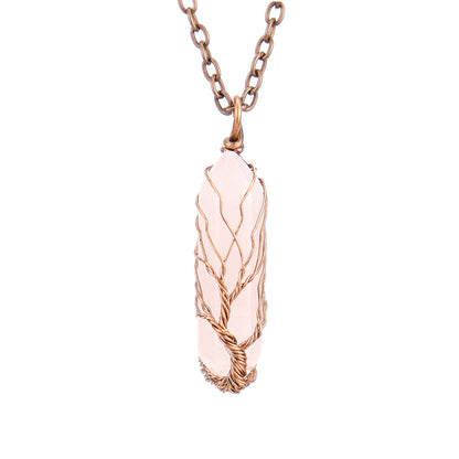 Handmade Rainbow Quartz Tree of Life Necklace 🌈✨ Spiritual Healing Crystal Jewelry