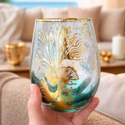 'Ocean Majesty' Stemless Wine Glass