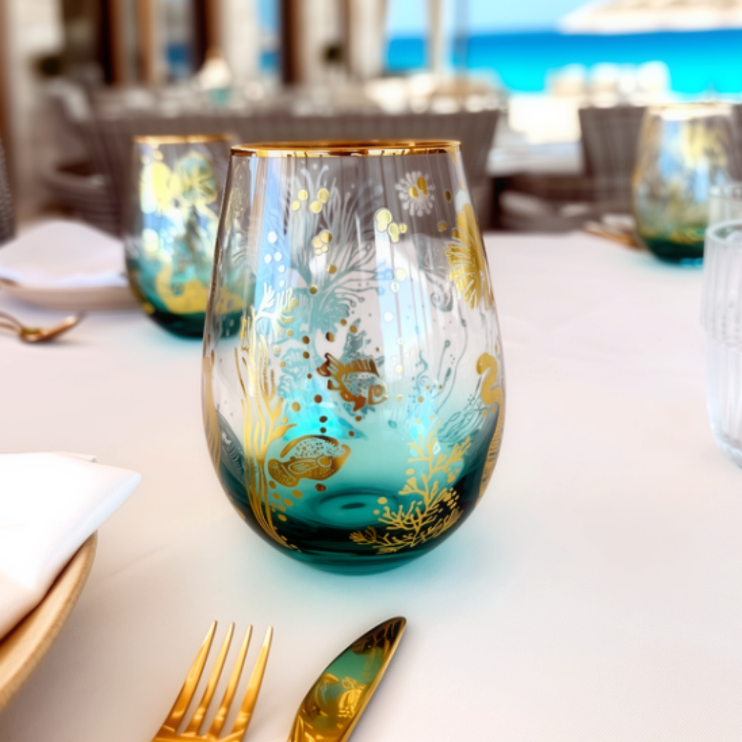 'Ocean Majesty' Stemless Wine Glass