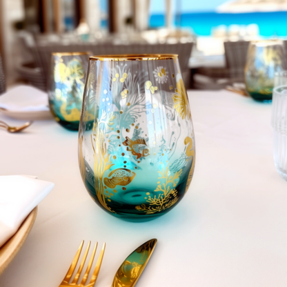 'Ocean Majesty' Stemless Wine Glass