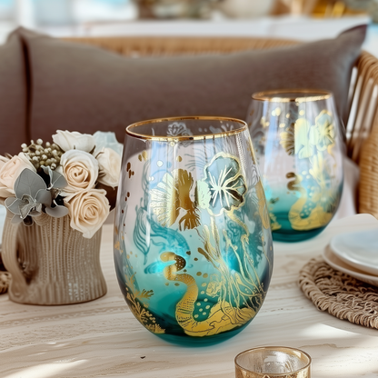 'Ocean Majesty' Stemless Wine Glass