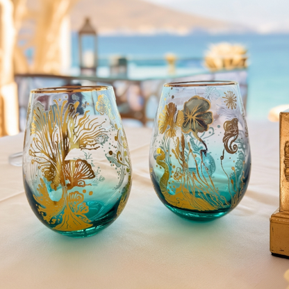 'Ocean Majesty' Stemless Wine Glass