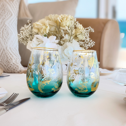 'Ocean Majesty' Stemless Wine Glass