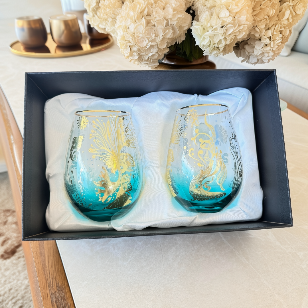 'Ocean Majesty' Stemless Wine Glass