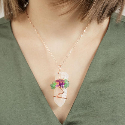 Clear Quartz Gem Tree Necklace