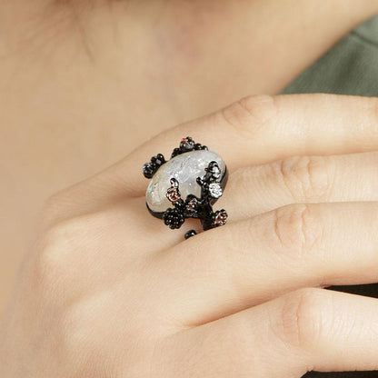 Midnight Blossom Opal Crystal Ring