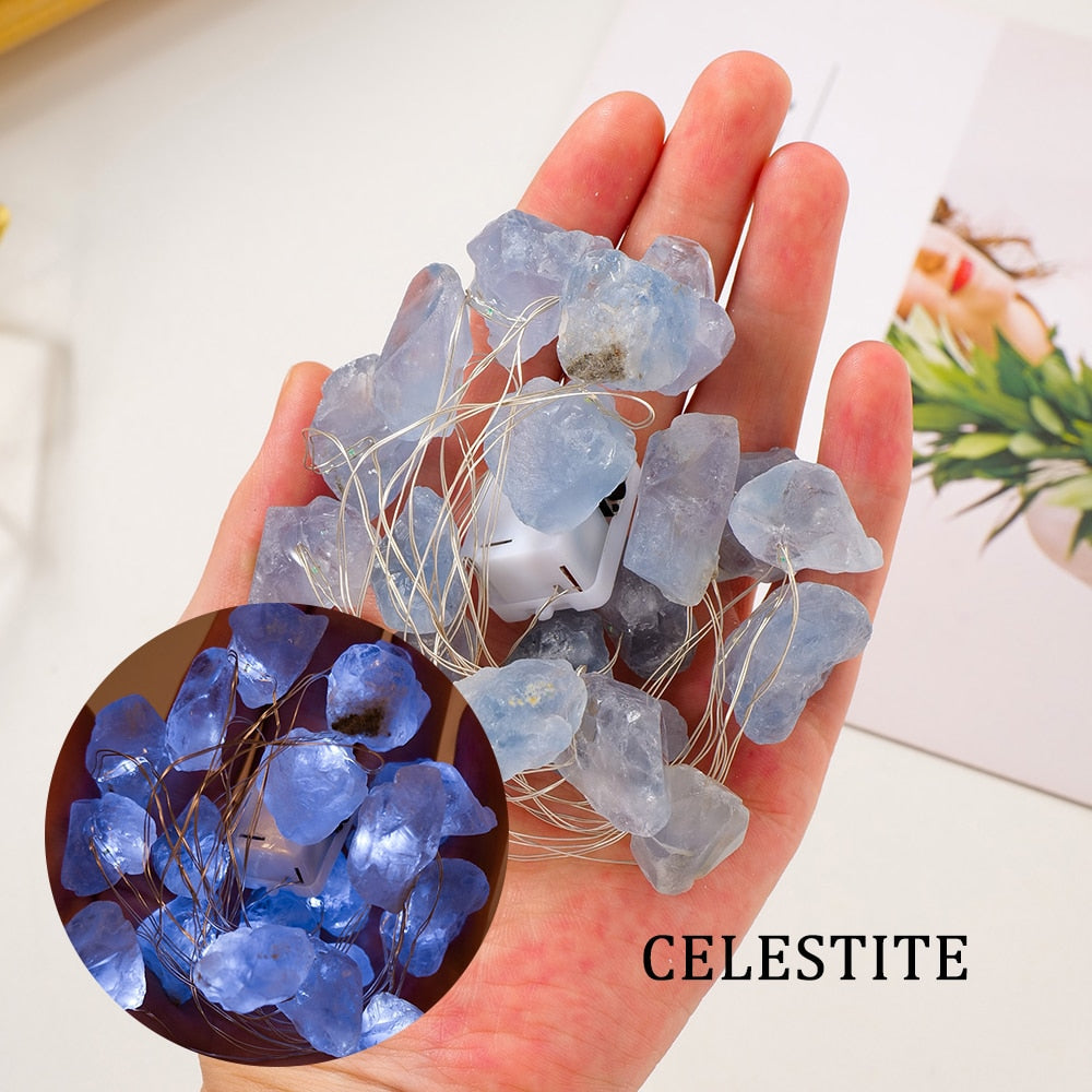 Crystal Fairy Lights – Natural Gemstone LED String Lights for Magical Home Décor