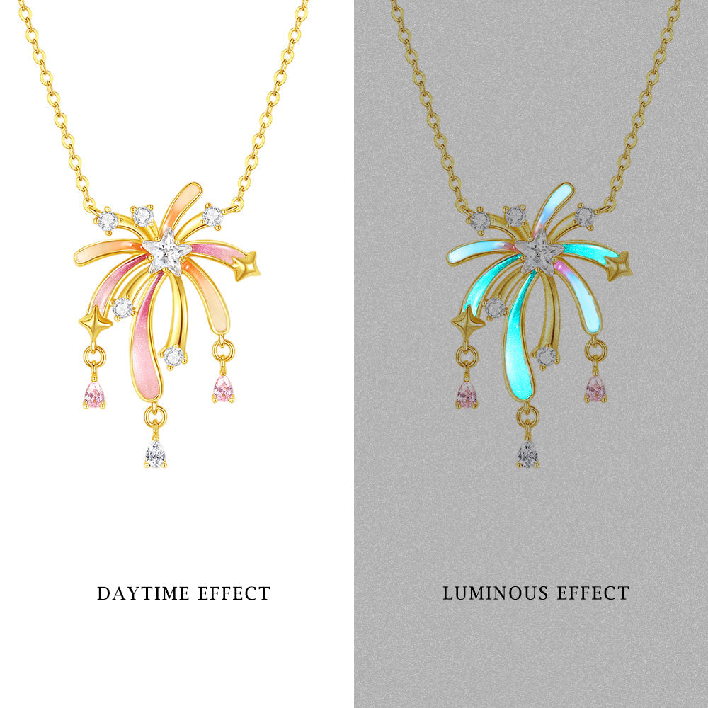 Romantic Luminous Fireworks Necklace in S925 Silver — The Perfect Gift