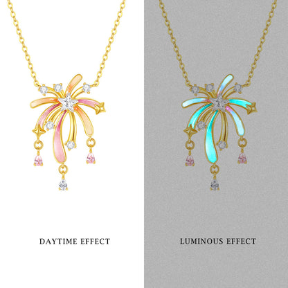 Romantic Luminous Fireworks Necklace in S925 Silver — The Perfect Gift