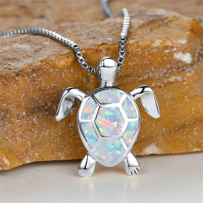 Ocean's Promise Opal Turtle Necklace