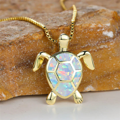 Ocean's Promise Opal Turtle Necklace