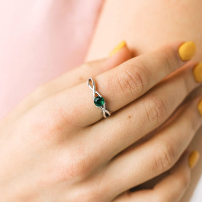 Silver Sterling Green Emerald Stone Ring