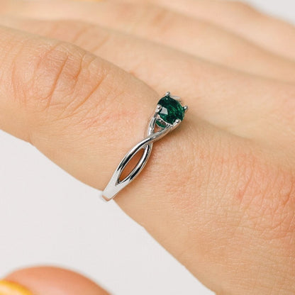 Silver Sterling Green Emerald Stone Ring