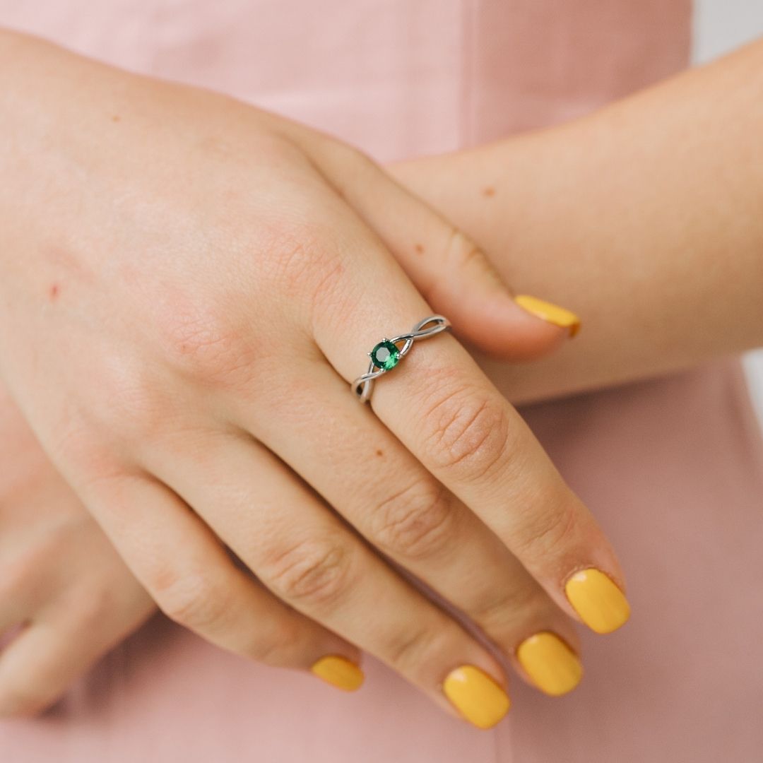 Silver Sterling Green Emerald Stone Ring