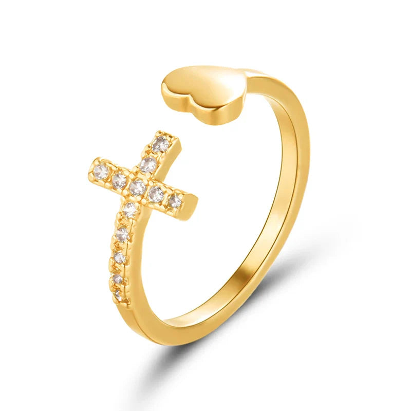 Heavenly Heart & Cross Ring