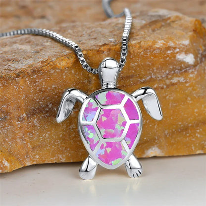 Ocean's Promise Opal Turtle Necklace