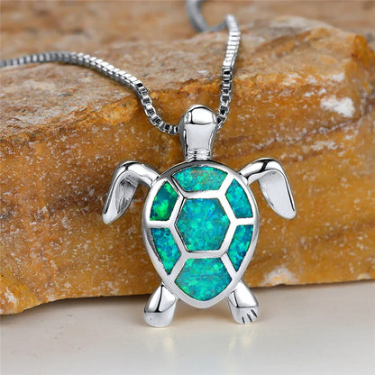 Ocean's Promise Opal Turtle Necklace