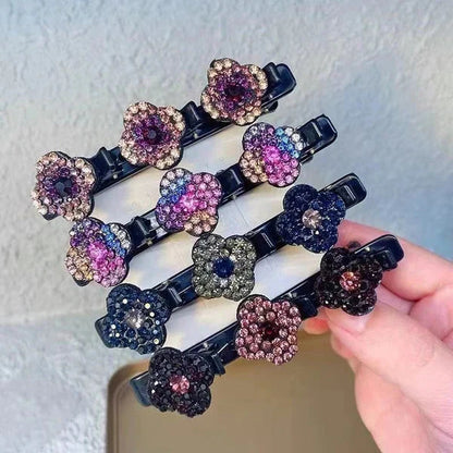 Atropo Crystal Stone Braided Hair Clips(4Pcs)
