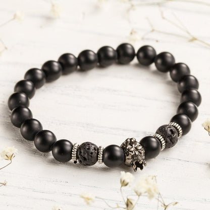 Black Agate Lion Bracelet
