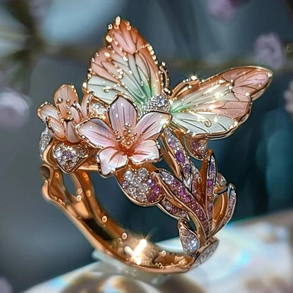 (🔥HOT SALE NOW 49% OFF) - Butterfly Flower Ring