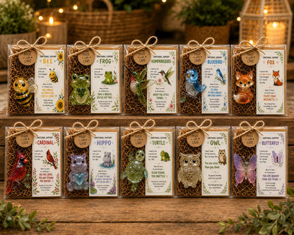 🌸🐝🦛 Emotional Support Glass Animal Gift Set – A Meaningful Little Reminder That You Matter 💕