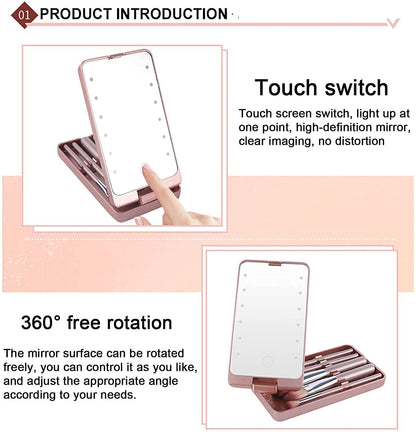 💖Hot Sale 50% OFF💖Travel Makeup Brush Set with LED light