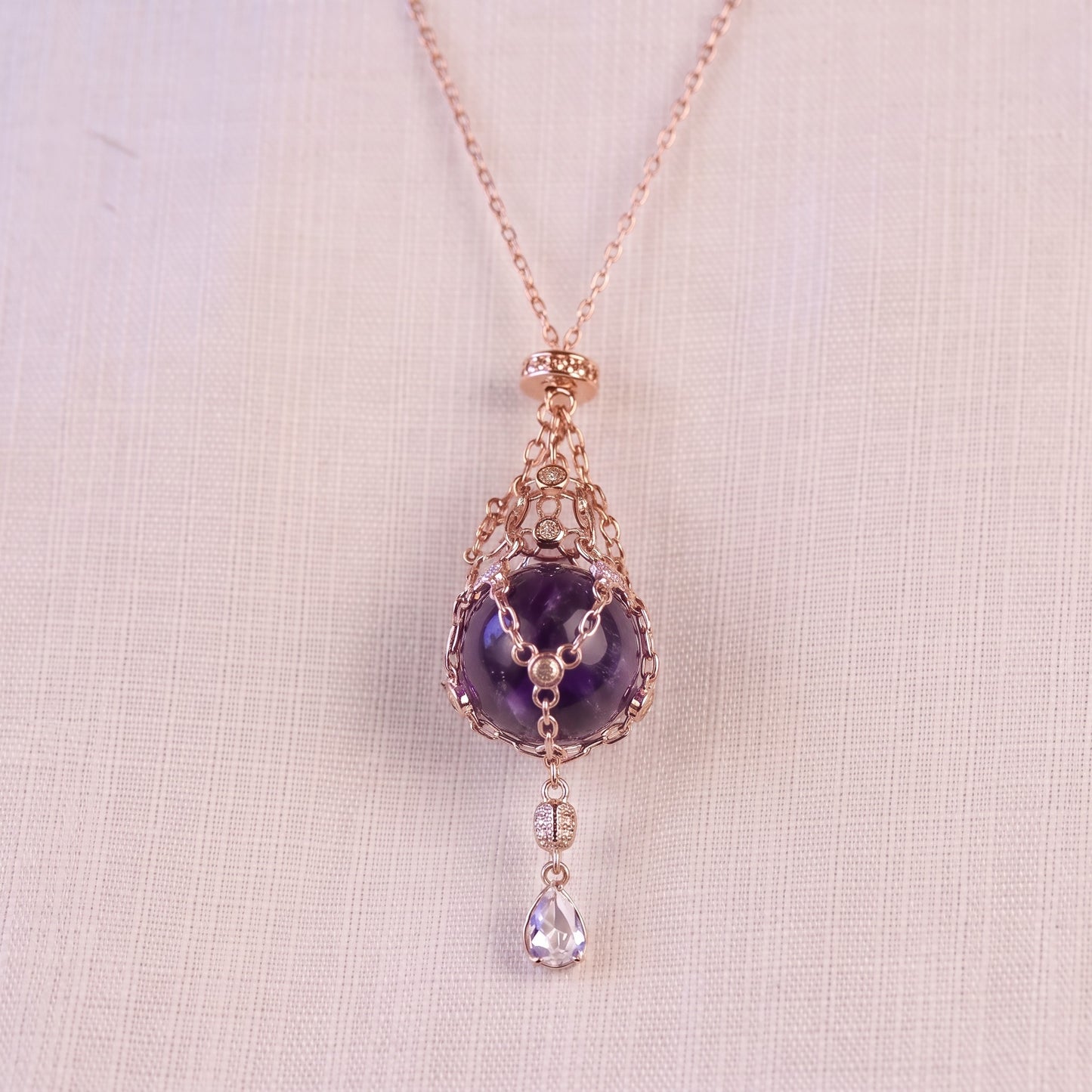 AC Natural Crystal Pouch Necklace