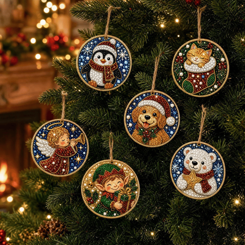 🔥Only Two-Pack for $19.98 Last Day Promotion!🎄Christmas DIY Diamond Painting Ornaments Kit (6 PCS)🎅