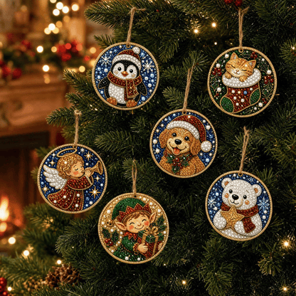 🔥Only Two-Pack for $19.98 Last Day Promotion!🎄Christmas DIY Diamond Painting Ornaments Kit (6 PCS)🎅