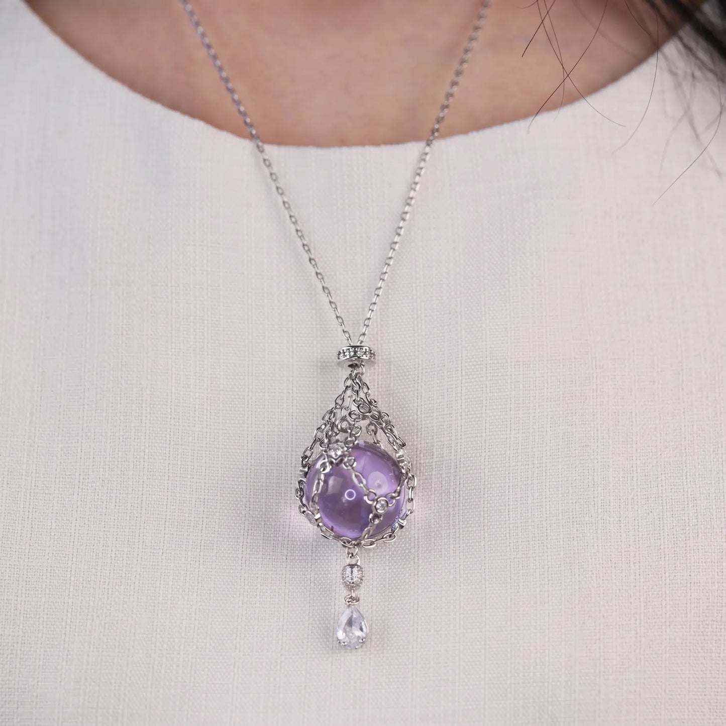 AC Natural Crystal Pouch Necklace