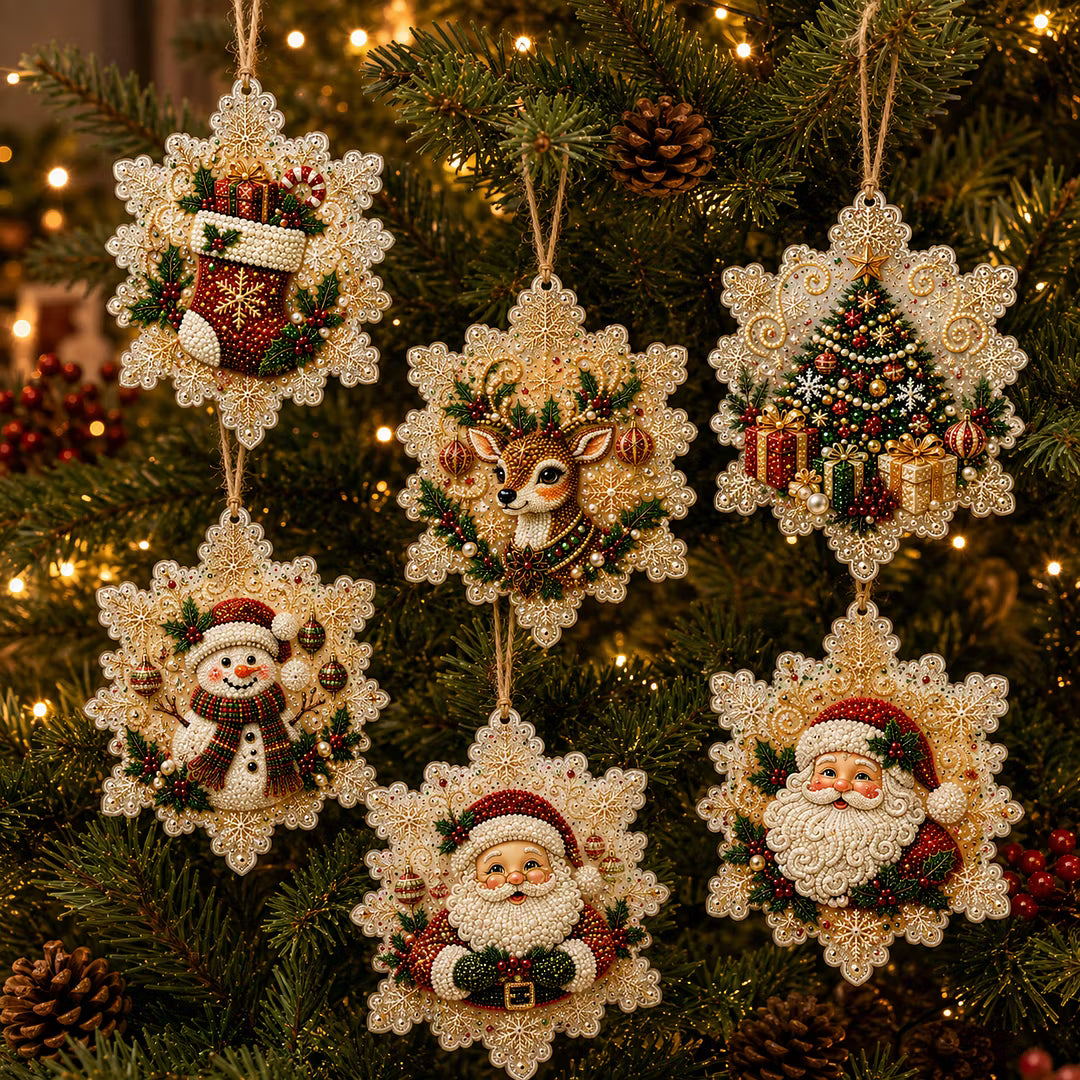 🔥Only Two-Pack for $19.98 Last Day Promotion!🎄Christmas DIY Diamond Painting Ornaments Kit (6 PCS)🎅