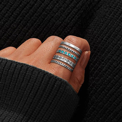 🔥Hot Sale 49% OFF🎁Sterling Silver Bohemian Openwork Carved Turquoise Ring