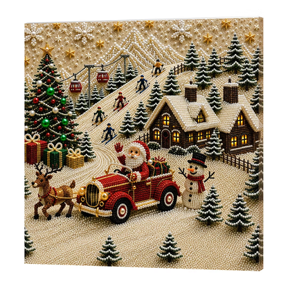 Christmas Train DIY Pearl Painting Art Kits for Home Wall Decor 30x30cm With Frame