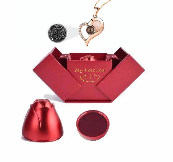 Valentine's day promotion💞 "I Love You" Roses Bloom Necklace in 100 Languages Gift Set