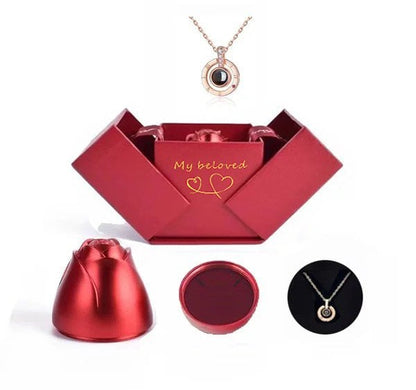 Valentine's day promotion💞 "I Love You" Roses Bloom Necklace in 100 Languages Gift Set