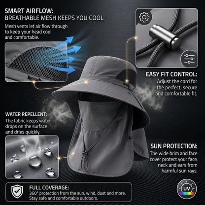 Spring/Summer Fisherman's Hat Detachable Outdoor Fishing Face Covering Neck Protection