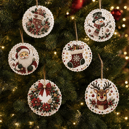 🔥Only Two-Pack for $19.98 Last Day Promotion!🎄Christmas DIY Diamond Painting Ornaments Kit (6 PCS)🎅