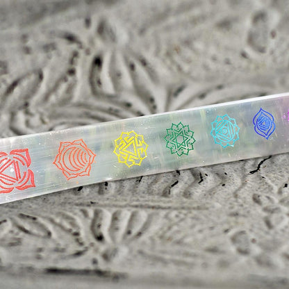 Selenite 7 Chakra Wand