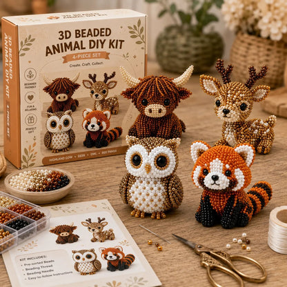 🧵✨ Tiny 3D Beaded Animal DIY Kit