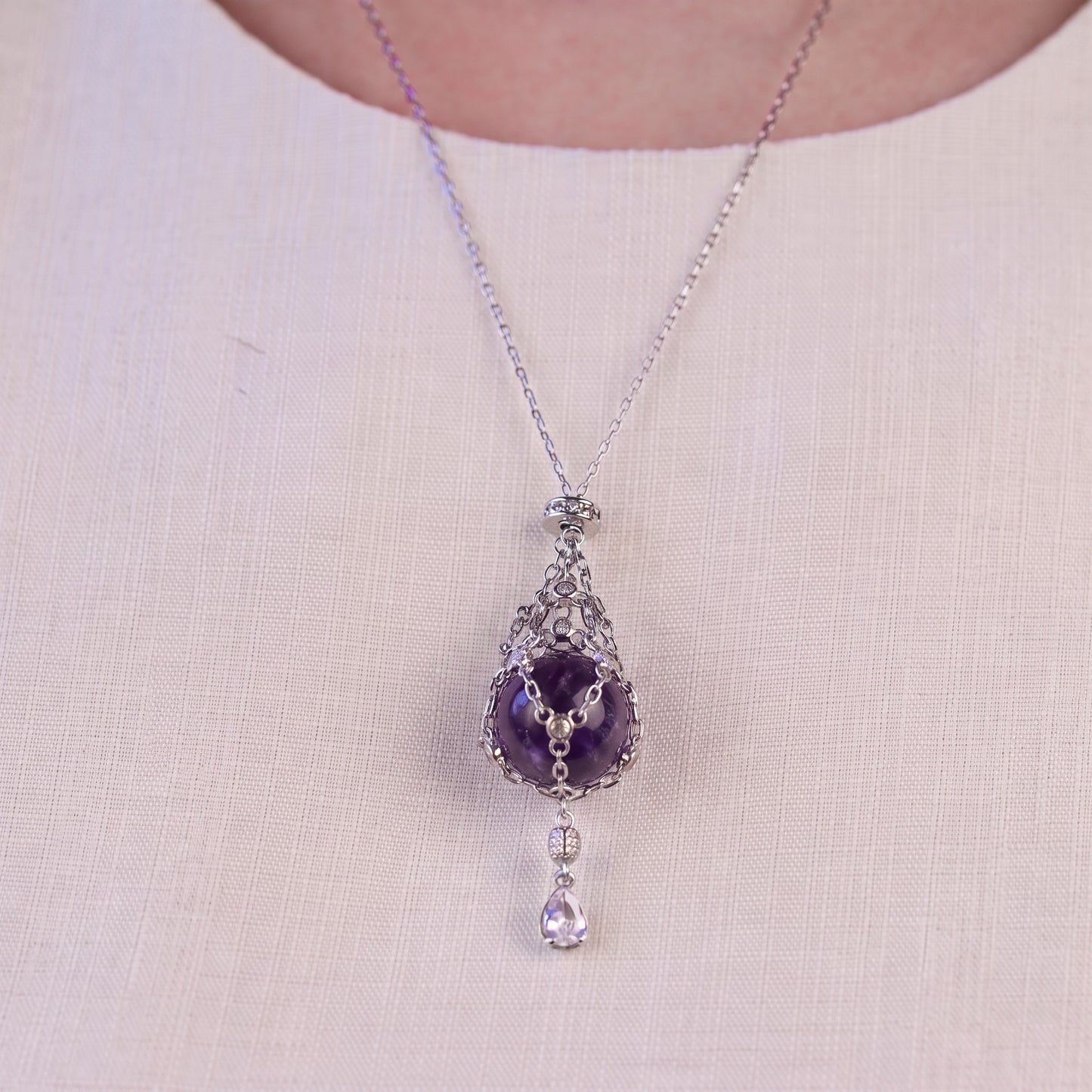 AC Natural Crystal Pouch Necklace