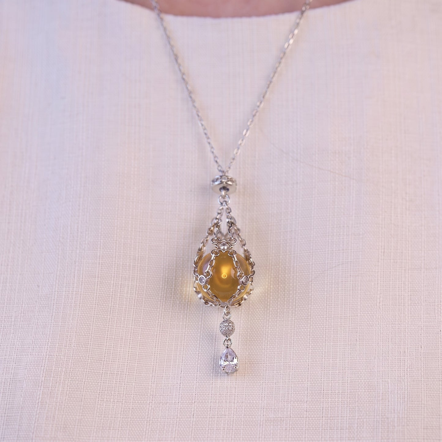AC Natural Crystal Pouch Necklace