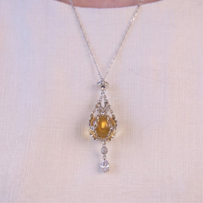 AC Natural Crystal Pouch Necklace