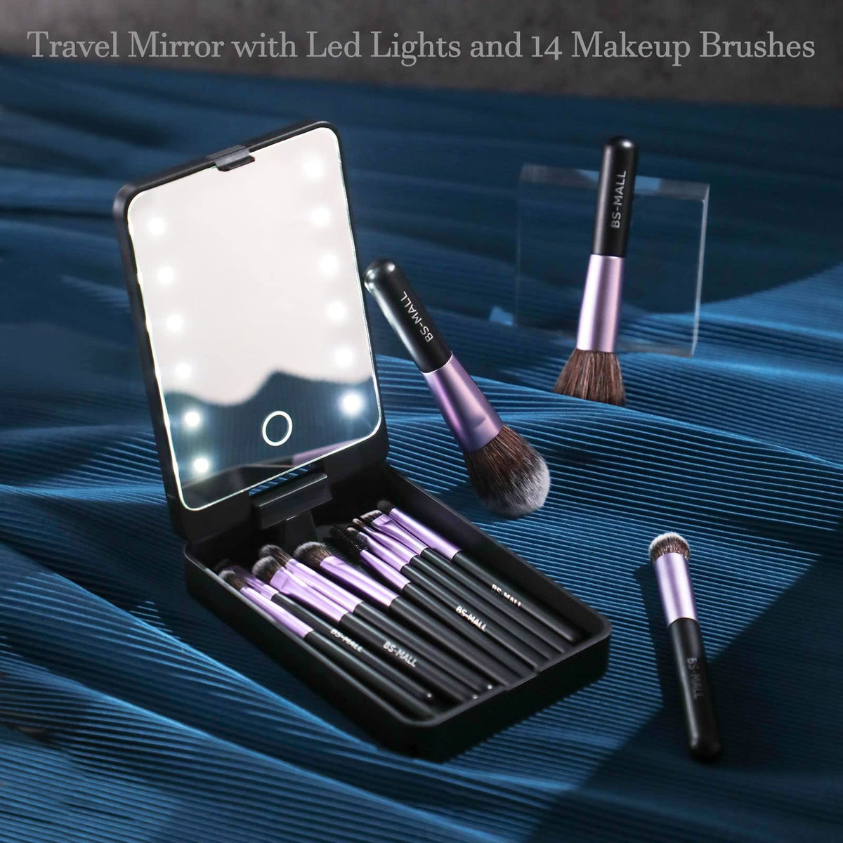 💖Hot Sale 50% OFF💖Travel Makeup Brush Set with LED light