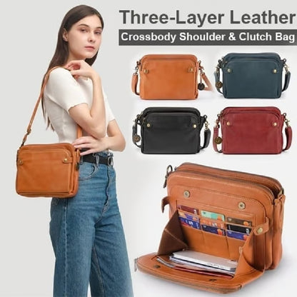 🔥LAST DAY 49% OFF- Three-Layer Leather Crossbody Shoulder & Clutch Bag