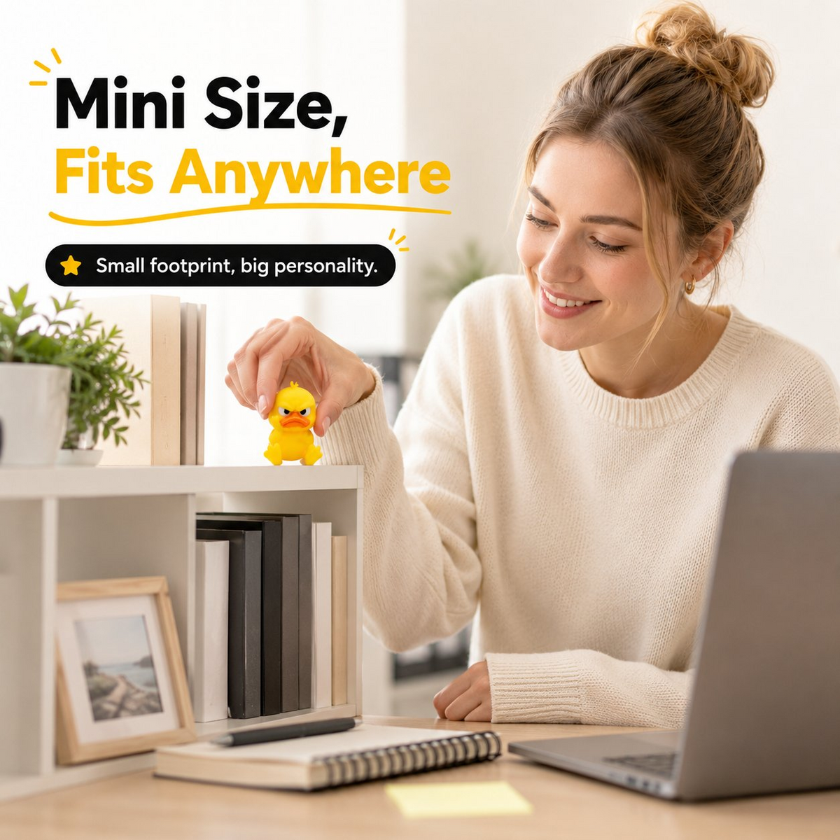 2026 New 3D Printing Angry Duck Toy Yellow Statue White Eyed Funny Duck, Humorous Indoor Outdoor Christmas Home and Car Decor