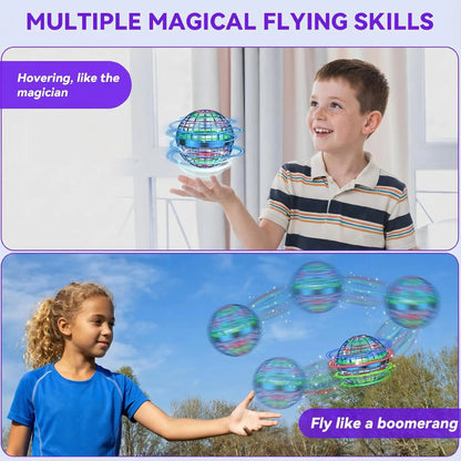 Flying Orb Ball Toy,Cosmic Globe Boomerang Hover Ball Galactic Fidget Spinner, Hand Drone Orbit, Cool Toys Gift for 6 7 8 9 10+ Year Old Boys Girls Teens Outdoor Toys spinning levitating galaxy anti-gravity boomerang ball LED Light Control