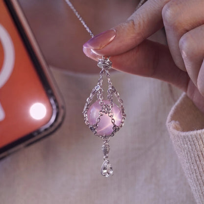 AC Natural Crystal Pouch Necklace