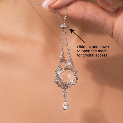 AC Natural Crystal Pouch Necklace