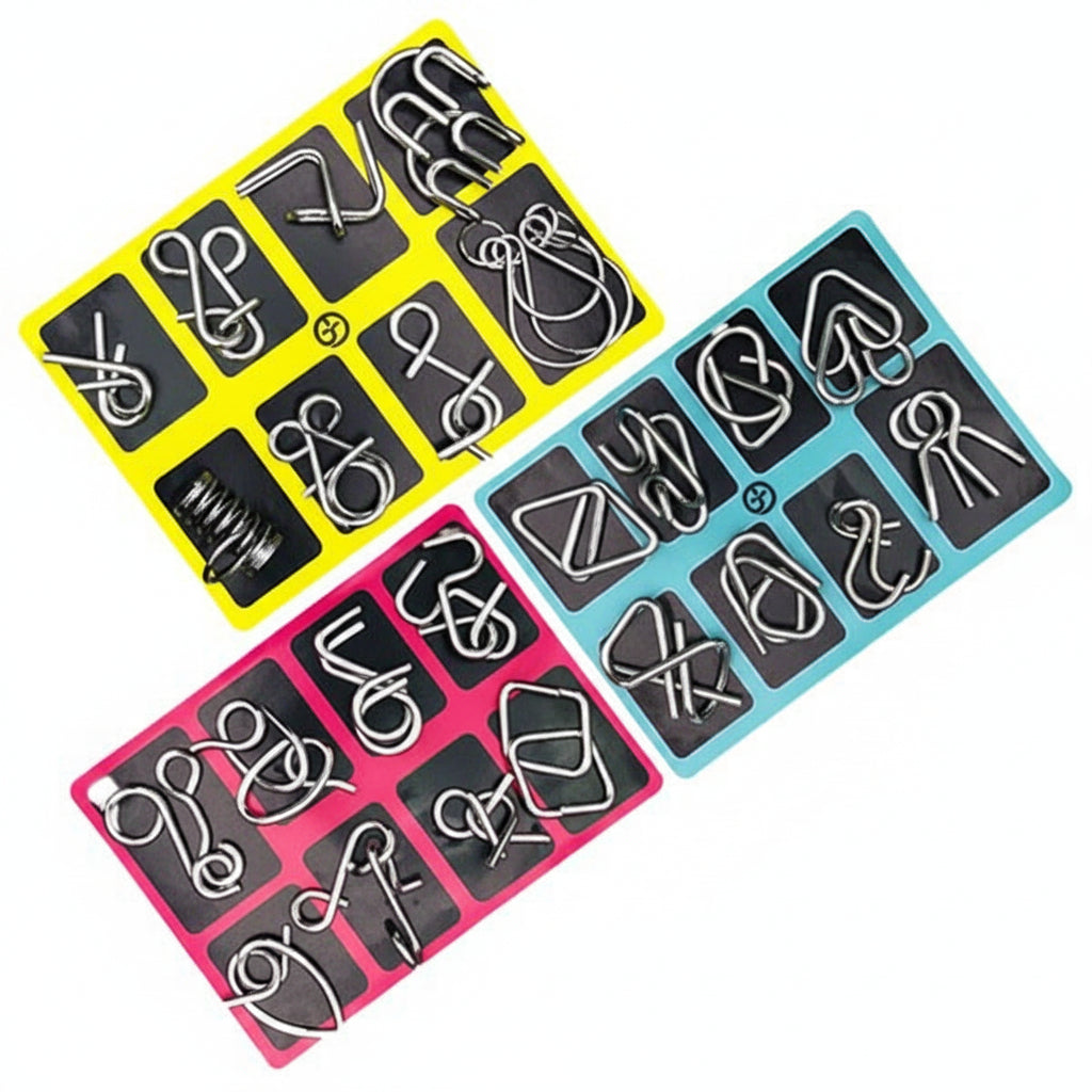 24-Piece Metal Wire Puzzle Set – Brain Teaser IQ Toy