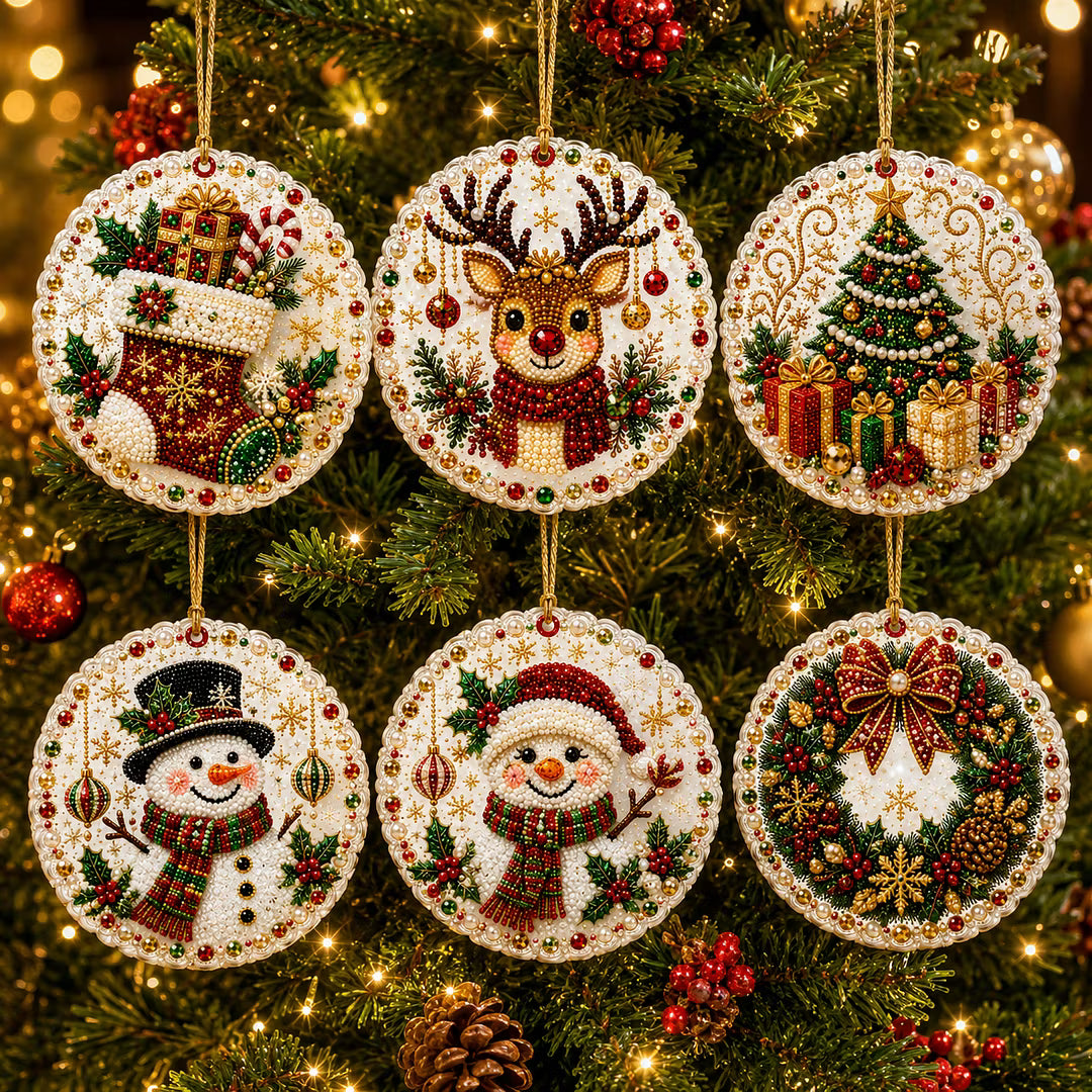 🔥Only Two-Pack for $19.98 Last Day Promotion!🎄Christmas DIY Diamond Painting Ornaments Kit (6 PCS)🎅